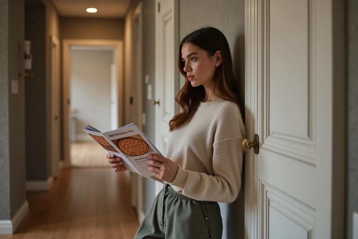 Jeune femme lisant le manuel d